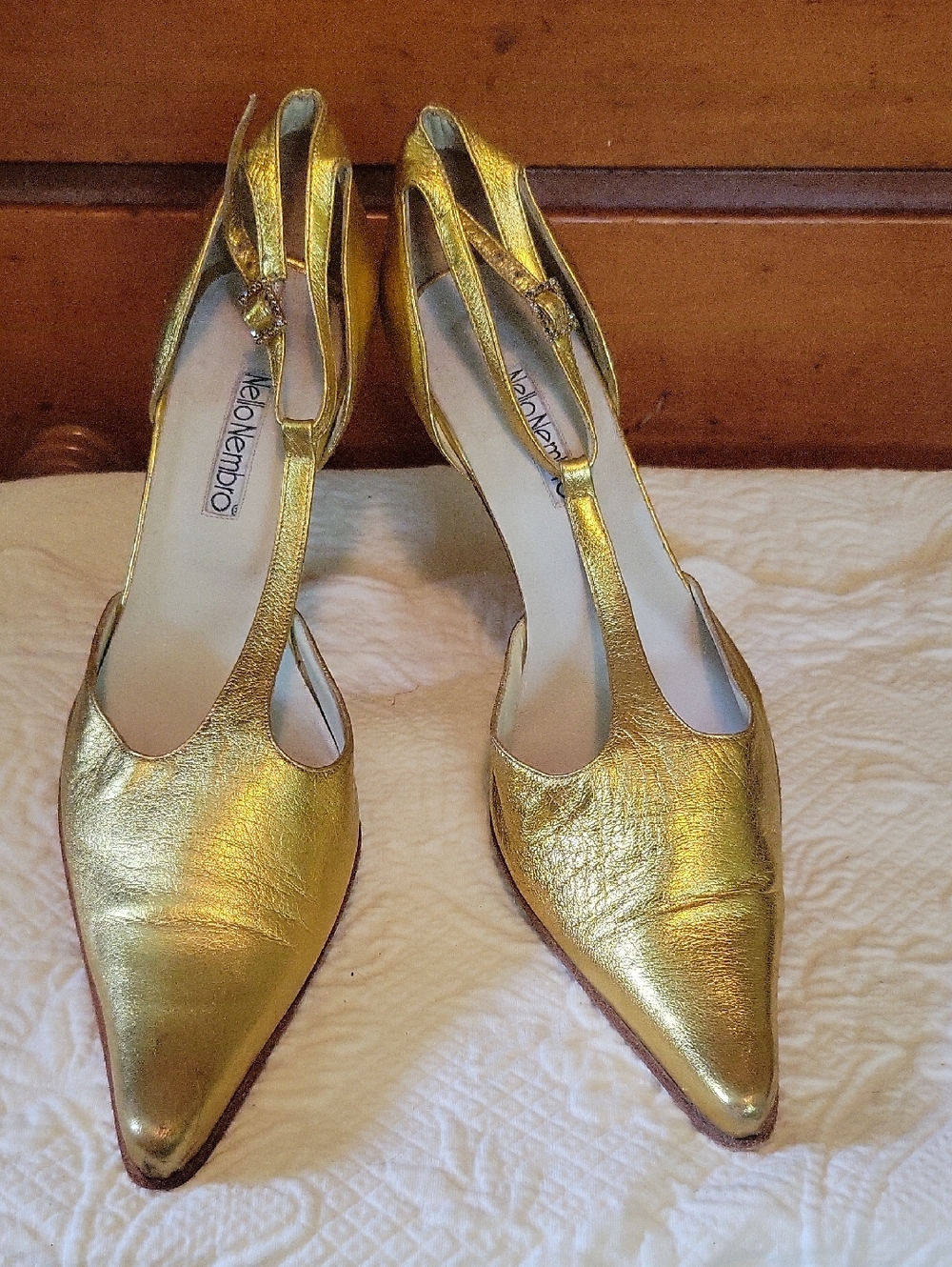 Gold Pointed Slingback Pumps - Women Size 40